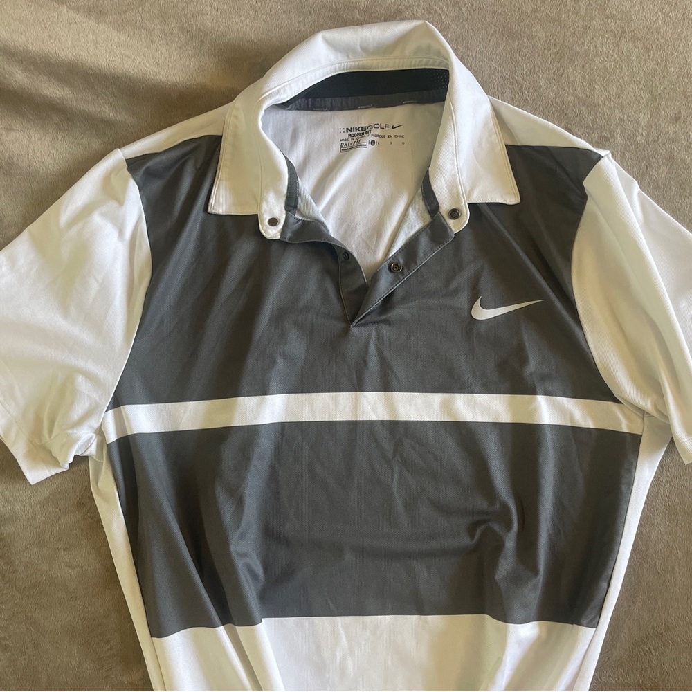 Nike Men's Polo Shirt in Gray and White